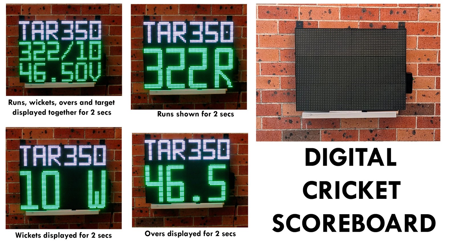 Digital Cricket Scoreboard with Separate Target Display